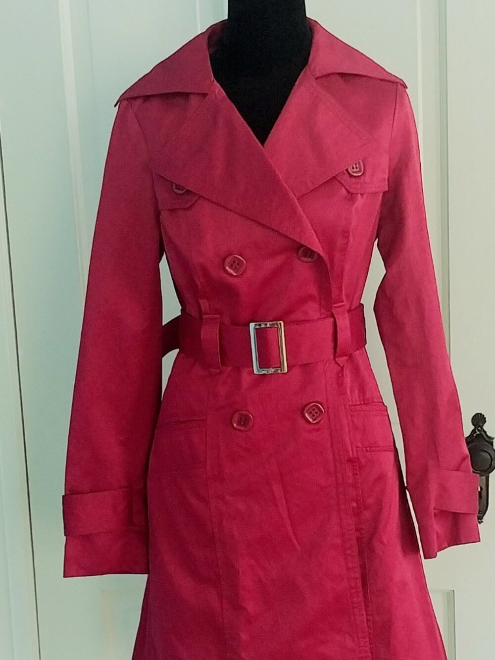 Stunning Red Raspberry Trench Coat